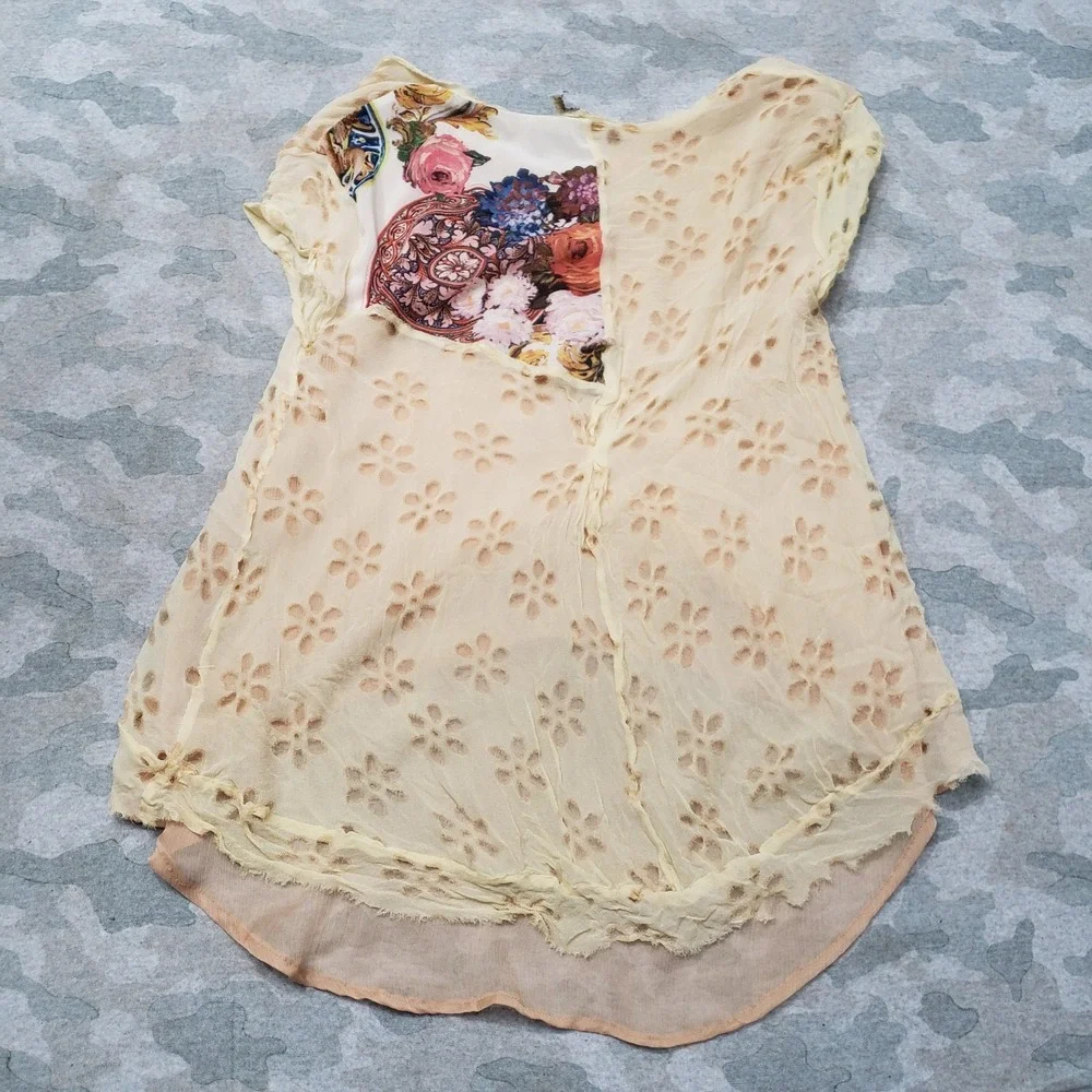 Aratta Silent Journey Top Womens Small‎ Tan Sil Sleeveless
